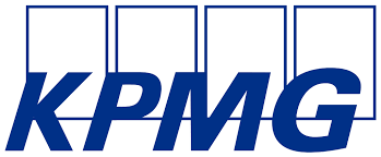 KPMG logo - blue font with 4 blue boxes